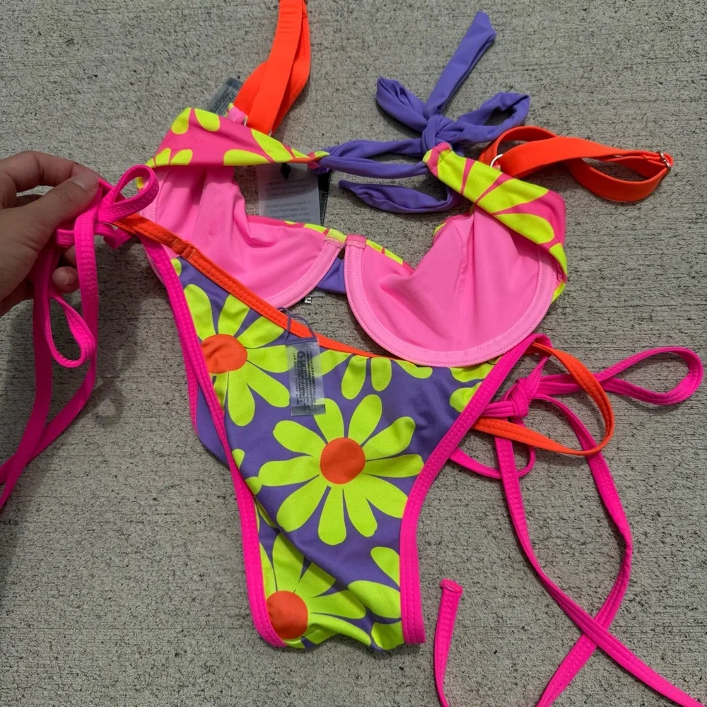 One one floral bright summer bikini set